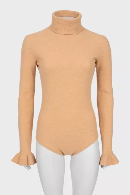 High neck wool bodysuit