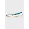 Combined color lacquer ballet flats