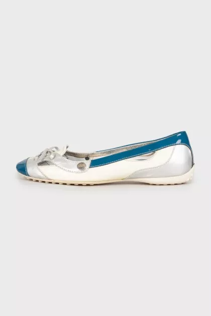 Combined color lacquer ballet flats