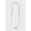 White maxi dress with ruffles