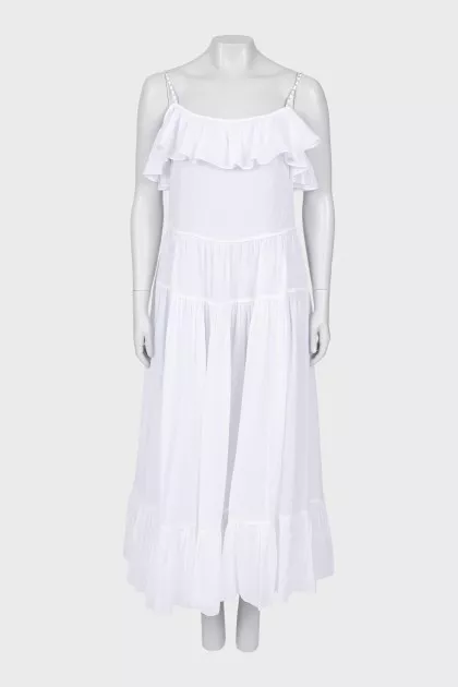 White maxi dress with ruffles
