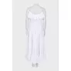 White maxi dress with ruffles