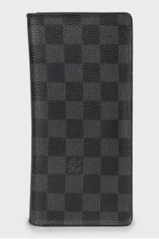 Checked leather wallet