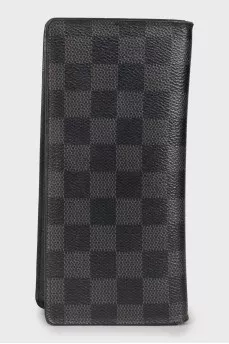 Checked leather wallet