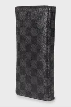 Checked leather wallet
