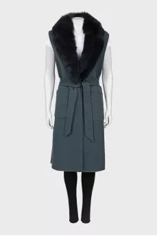 Cashmere vest with fox fur