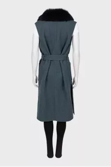 Cashmere vest with fox fur