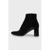 Velor heeled ankle boots