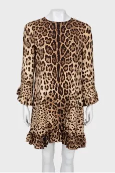 Silk dress in animal print