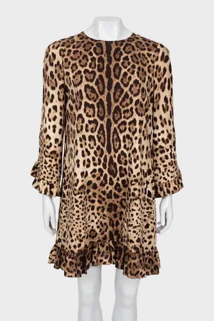 Silk dress in animal print