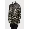 Translucent shirt with golden embroidery