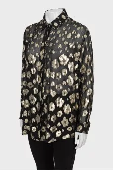 Translucent shirt with golden embroidery