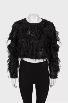 Black jacket with appliqué
