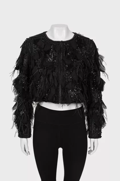 Black jacket with appliqué