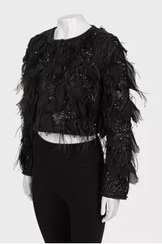 Black jacket with appliqué