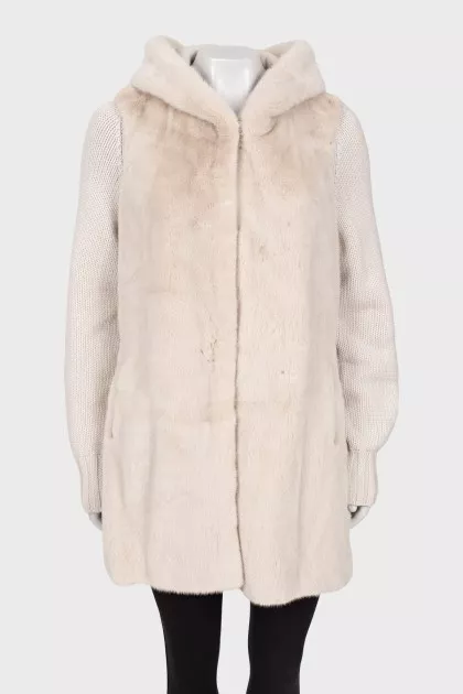 Cashmere cardigan with fur