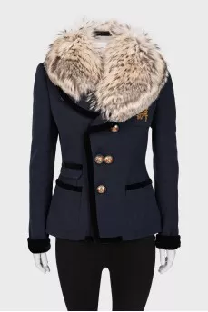 Blue jacket with fur