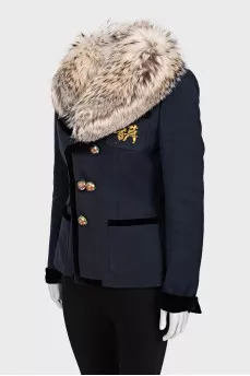 Blue jacket with fur