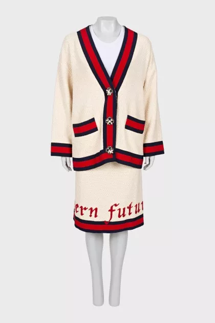 Woven skirt suit with tag