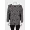 Wool sweater with beaded embroidery