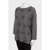 Wool sweater with beaded embroidery