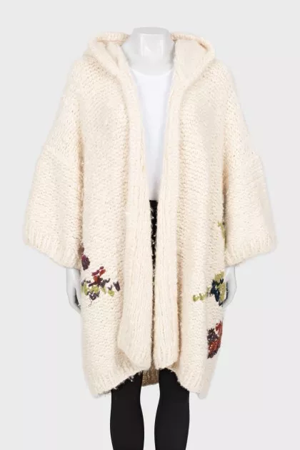 Cashmere cardigan with back print