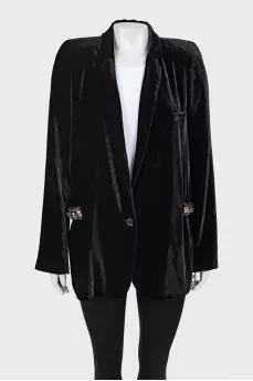 Velor jacket with decorative pockets