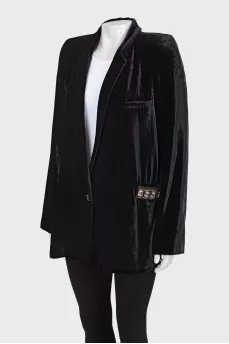 Velor jacket with decorative pockets