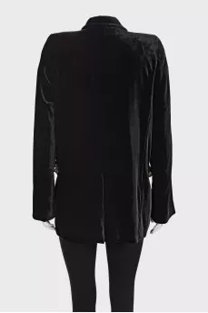 Velor jacket with decorative pockets