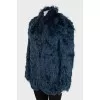 Blue loose-fitting fur coat