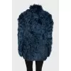 Blue loose-fitting fur coat