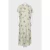 Silk maxi dress with frill