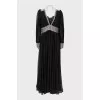 Silk dress decorated with rhinestones