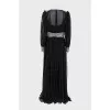 Silk dress decorated with rhinestones