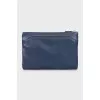 Leather clutch with embossed brand logo