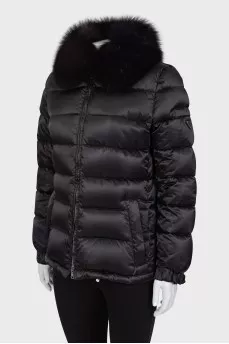 Black down jacket with silver fittings