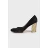 Suede shoes with embellished heels