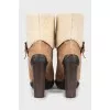 Suede ankle boots with fur heel