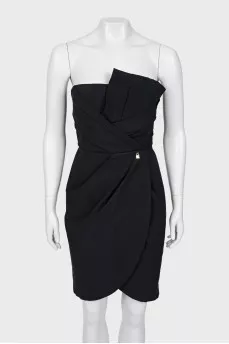 Black bandeau dress with draping