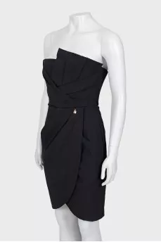 Black bandeau dress with draping
