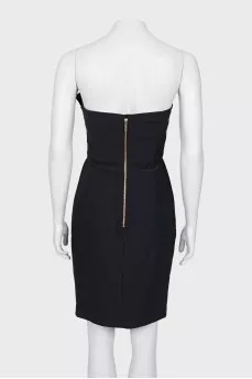 Black bandeau dress with draping