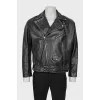 Men's leather jacket with distressed effect