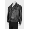 Men's leather jacket with distressed effect