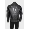 Men's leather jacket with distressed effect