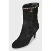 Suede ankle boots with chain