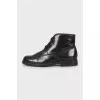 Patent lace-up boots