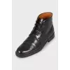 Patent lace-up boots