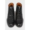 Patent lace-up boots