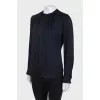 Silk blouse with draping at top