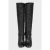 Leather boots with square toe